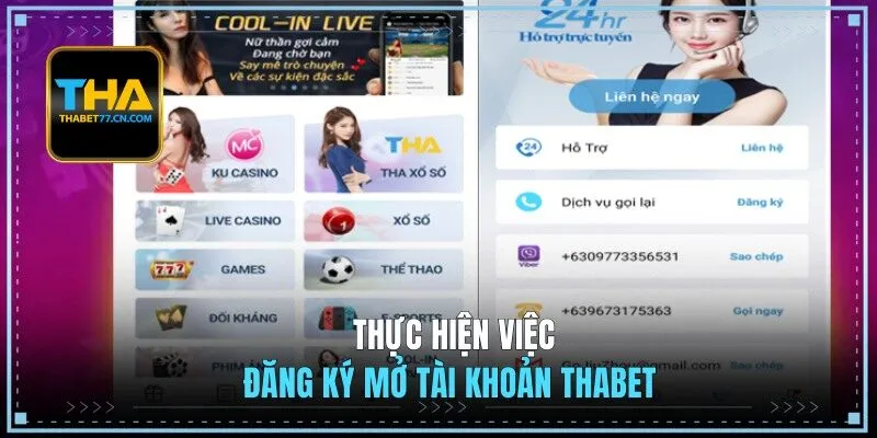 Thực hiện việc đăng ký mở tài khoản THABET